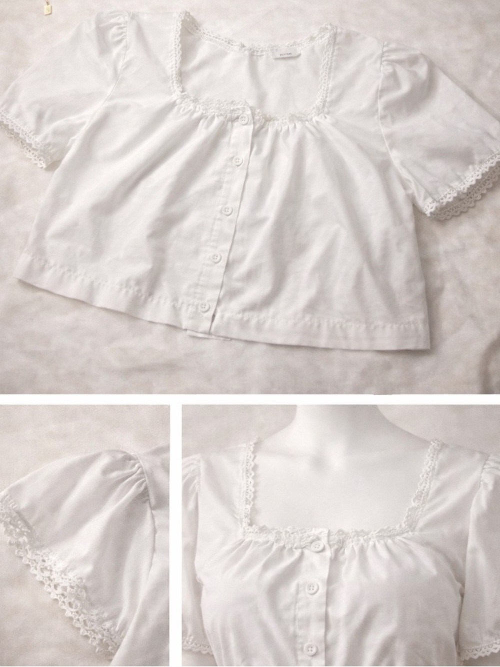 Fly Air White Eyelet Lace Crop Blouse - One Size